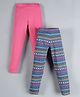 Plum Tree Pack Of 2 Aztec Printed And Solid Leggings - Blue Pink