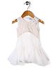 Chocopie Sleeveless Floral Designed Ruffled Party Wear Frock - Off White