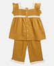 Cherry Crumble By Nitt Hyman Short Sleeves Lace Detailing Night Suit - Mustard Yellow