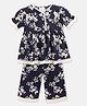 Cherry Crumble By Nitt Hyman Half Sleeves Floral Print Night Suit - Navy Blue