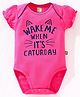 Wow Clothes Half Sleeves Onesie Text Print - Pink