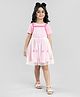 Babyoye Short Sleeves Sripe Frock Butterfly Applique - Pink White