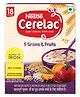 Nestle CERELAC 5 Grains & Fruits Baby Cereal, Whole Grain with Milk, 18-24 Months - 300g Box