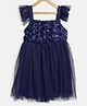 Bella Moda Sleeveless Floral Detailing Dress - Blue