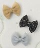 Knotty Ribbons Set Of 3 Bow Embellished Hair Clips - Black Golden Silver