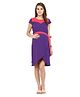 Mine4Nine Short Sleeves Georgette Maternity Dress Color Block Print - Purple