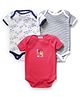 Kidi Wav  Short Sleeves Pack Of 3 Trees Print & Striped Onesies - Multi Color