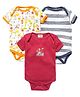 Kidi Wav Pack Of 3 Half Sleeves Alphabets Print Onesies - Multi Colour