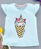 Fox Baby Half Sleeves Top Ice Cream Print - Blue