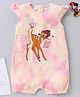 Fox Baby Cap Sleeves Romper Deer Print - Light Pink