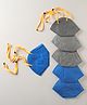 FROGGY Pack Of 6 Unvalved Anti-Pollution N95 With Head Loop Masks - Light Grey & Royal Blue