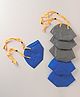 FROGGY Pack Of 6 Unvalved Anti-Pollution N95 With Head Loop Masks - Dark Grey & Royal Blue