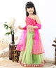 Babyhug Sleeveless Choli & Lehenga with Dupatta - Pink Green