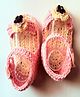Knits & Knots Flower Design Open Toe Booties - Light Pink