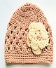 Knits & Knots Flower Design Cap - Peach