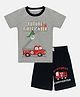 Little Marine Half Sleeves Future Firefighter Printed Tee & Shorts Set - Grey