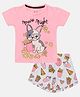 Little Marine Half Sleeves Dog Printed Tee & Shorts Set - Pink