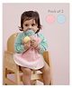 Mi Arcus Cotton Full Sleeve Water Resistant Coverall Feeding Bibs/Apron With Velcro Closure 9M -12 M(Pk Of 2) - Pastel Multi