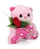 Tickles Teddy Bear With Rose And Heart Pink - 18 cm