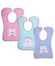 The Little Lookers Baby Bib Bear Embroidered Pack of 3 - Green Blue Pink