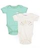 Mi Arcus Pack Of 2 Short Sleeves Polka Dot & Rainbow Print Detailing Onesies - Green & White