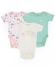 Mi Arcus Pack Of 3 Short Sleeves Rainbow & Polka Dot Print Detailing Onesies - White Pink Green