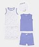 Mi Arcus Pack Of 2 Sleeveless Rainbow Printed Tee & Shorts Set - Purple & White