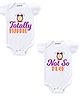 KNITROOT Totally Planned Print Short Sleeves Pack Of 2 Onesies - White