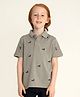 Cherry Crumble By Nitt Hyman Half Sleeves Dog Embroidery Polo T-Shirt - Grey