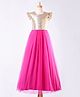 Mark & Mia Short Sleeves Full Length Gown Embellished - Dark Pink