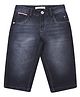 Palm Tree Solid Denim Capri - Blue