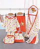 Babyhug 100%Cotton Clothing Gift Set Raccoon Pack of 10 - White Red