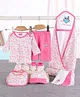 Babyhug 100% Cotton Clothing Gift Set Floral Print Pink - 10 Piece