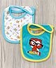 Babyhug Cotton Bib With Velcro Owl Print Pack of 2 - Blue