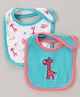 Babyhug Cotton Bib With Velcro Giraffe Print Pack of 2 - Multicolor