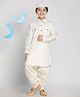 Vastramay Full Sleeves Solid Color Kurta & Pyjama Set With Cap - Cream