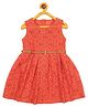 Young Birds All Over Lace Sleeveless Dress With Belt - Mandarin Red