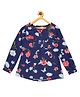 Young Birds Butterfly Printed Full Sleeves Top - Navy Blue
