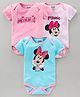 Babyhug Half Sleeves 100% Cotton Onesie Minnie Mouse Print Pack of 3 - Blue Pink