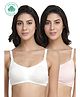 Inner Sense Pack Of 2 Organic Cotton Antimicrobial Solid Colour Nursing Bra - White & Pink