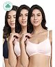 Inner Sense Pack Of 3 Organic Cotton Antimicrobial Solid Colour Nursing Bra - Pink & Navy Blue