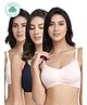 Inner Sense Pack Of 3 Organic Cotton Antimicrobial Soft Nursing Bra With Removable Pads  - Multicolor