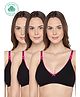 Inner Sense Pack Of 3 Organic Cotton Antimicrobial Solid Colour Nursing Bra - Black