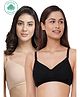 Inner Sense Pack Of 2 Organic Cotton Antimicrobial Padded Non Wired Feeding Bra - Black Beige