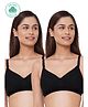 Inner Sense Pack Of 2 Solid Organic Cotton Antimicrobial Padded Non Wired Feeding Bra - Black