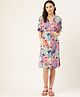 The Vanca Flower Print Half Sleeves Maternity Dress - Multi Color