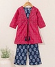 Babyhug Full Sleeves Top and Palazzo Pant with Shrug - Blue Pink