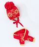 Babyhug Woollen Cap with Muffler Red - Diameter 8 cm