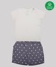 Nino Bambino Organic Cotton Half Sleeves Tee With Boat Printed Shorts - White & Grey