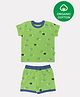 Nino Bambino Organic Cotton Half Sleeves Animal Printed Tee With Shorts - Light Green